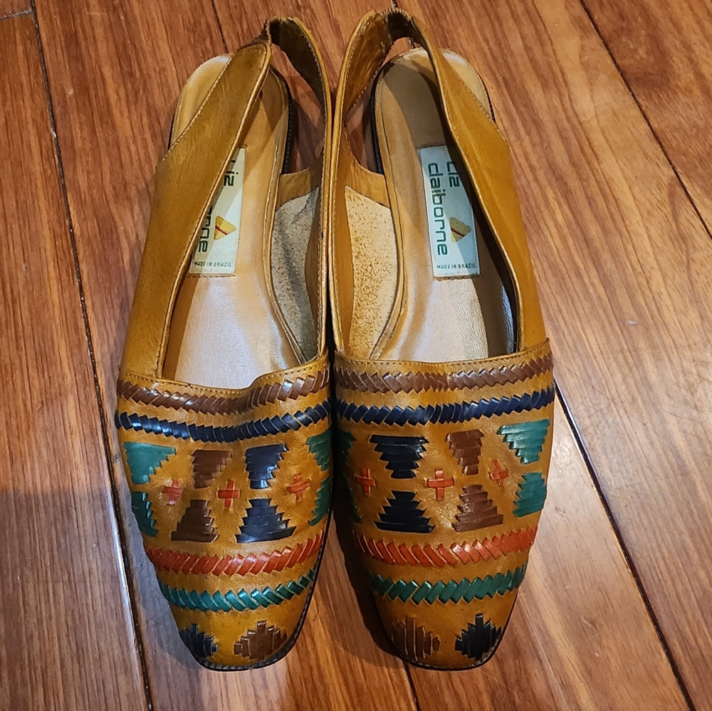 VTG Liz Claiborne Leather mule 90s southwestern